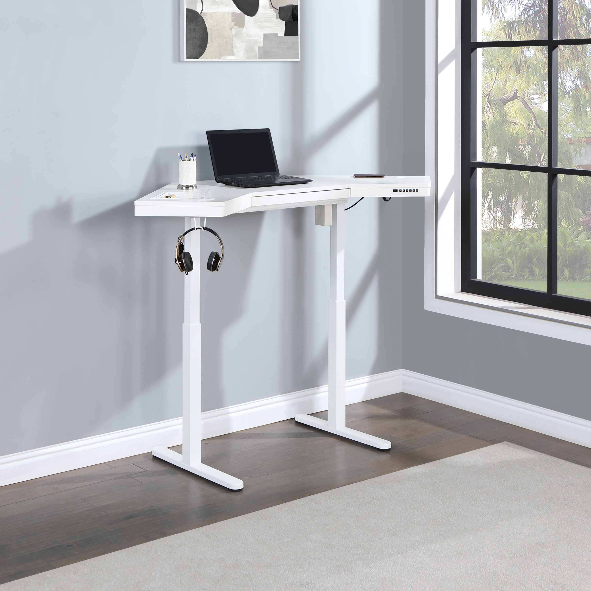 Inbox Zero Kyley Corner Standing Gaming Desk | Wayfair